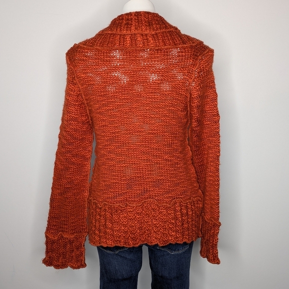 Boston Proper Burnt Orange V Neck Button Up Cardigan Sweater M - Picture 6 of 9